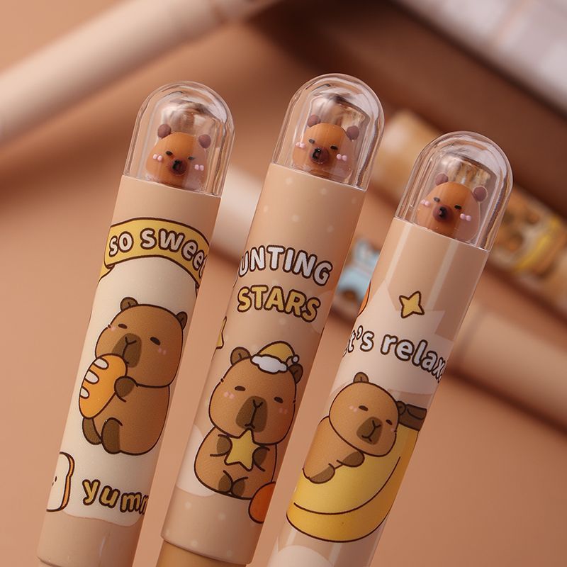 Capibara bolsas de tinta reemplazables de alto valor de caricatura escudo de gato bolígrafo adorable para estudiantes de la escuela primaria