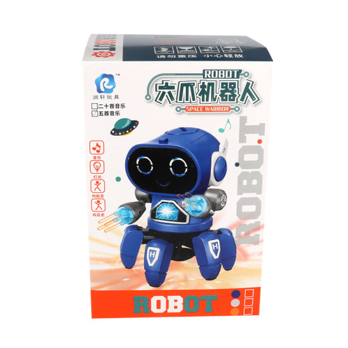 The same toy electric cartoon six-clawed fish robot dancing music lights children wholesale street stall hot sale