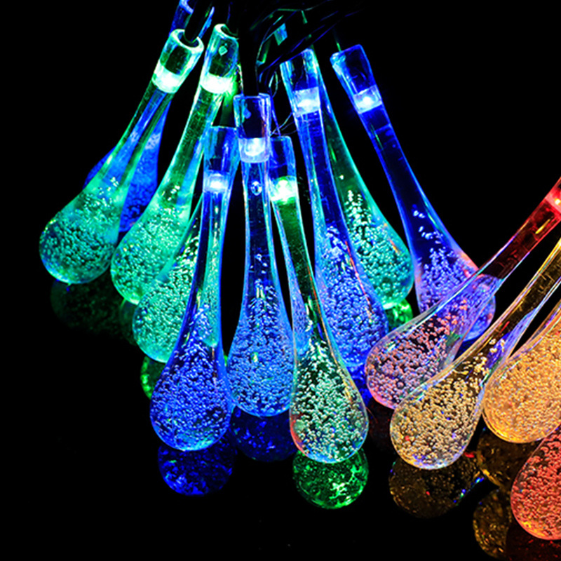 LED Bola de burbuja solar Cadena de luz bola de cristal gota de agua estrella de cinco puntas decoración de vacaciones de Navidad al aire libre a prueba de agua luces de colores