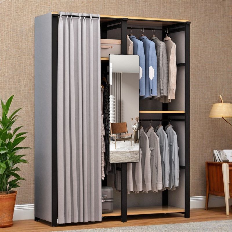 衣帽架组合卧室家用收纳衣柜小户型开放式金属高颜值简易衣柜宿舍