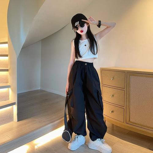 Girls' Work Pants Autumn 2025 New Children's Fall Wide Leg Pants for Older Girls Spring and Autumn Street Style