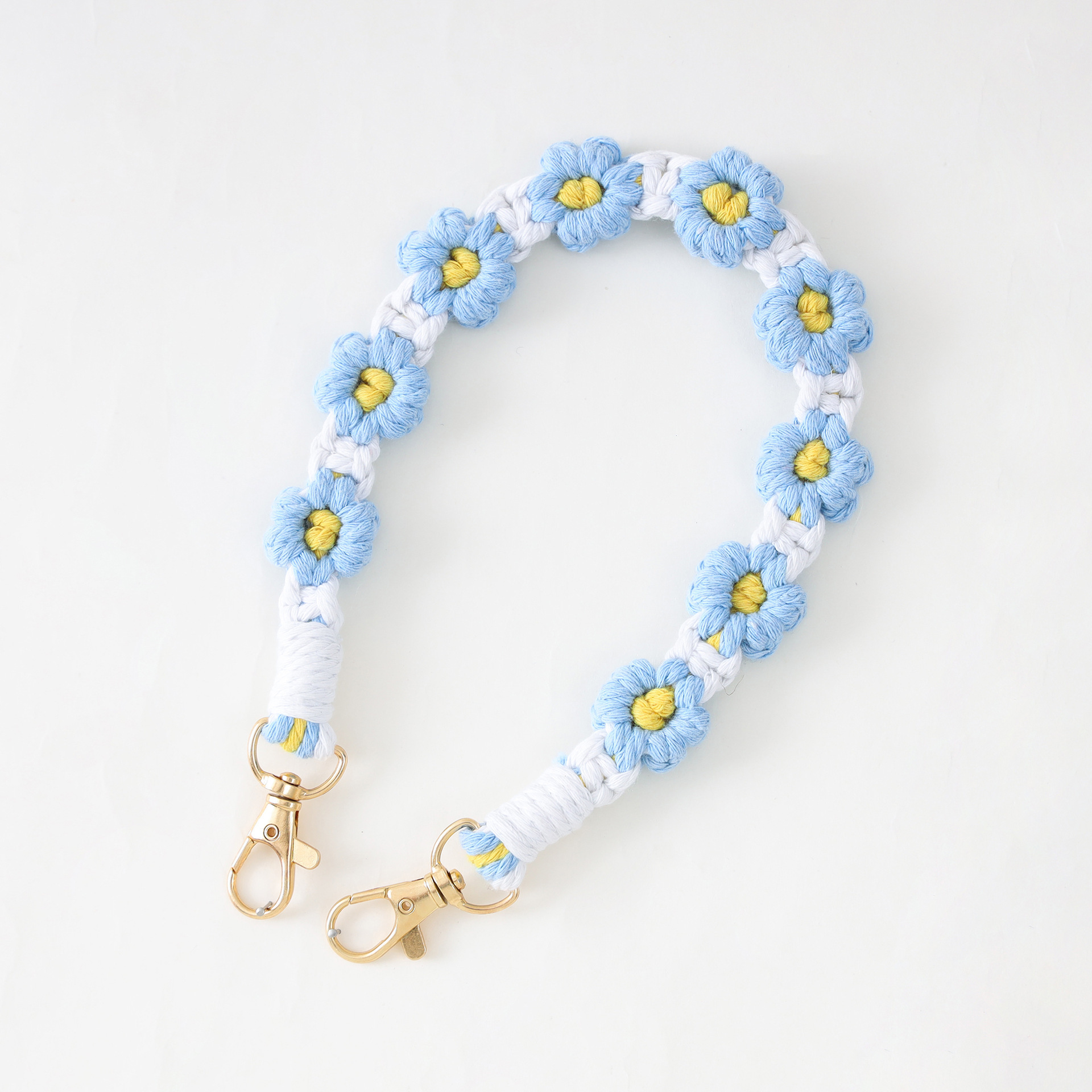 Doble hebilla blanqueada elegante azul y amarillo / 38cm