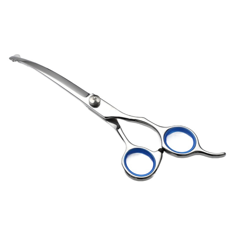 Fábrica al por mayor tijeras para mascotas tijeras de acero inoxidable traje de pelo para mascotas tijeras de corte de pelo curvado tijeras de belleza para mascotas