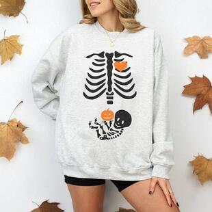 R 68194 Halloween skeleton maternity hoodie �f�}���t�ЋD���e