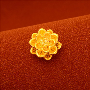 Golden one bead bracelet, pendant, 3D, flowered