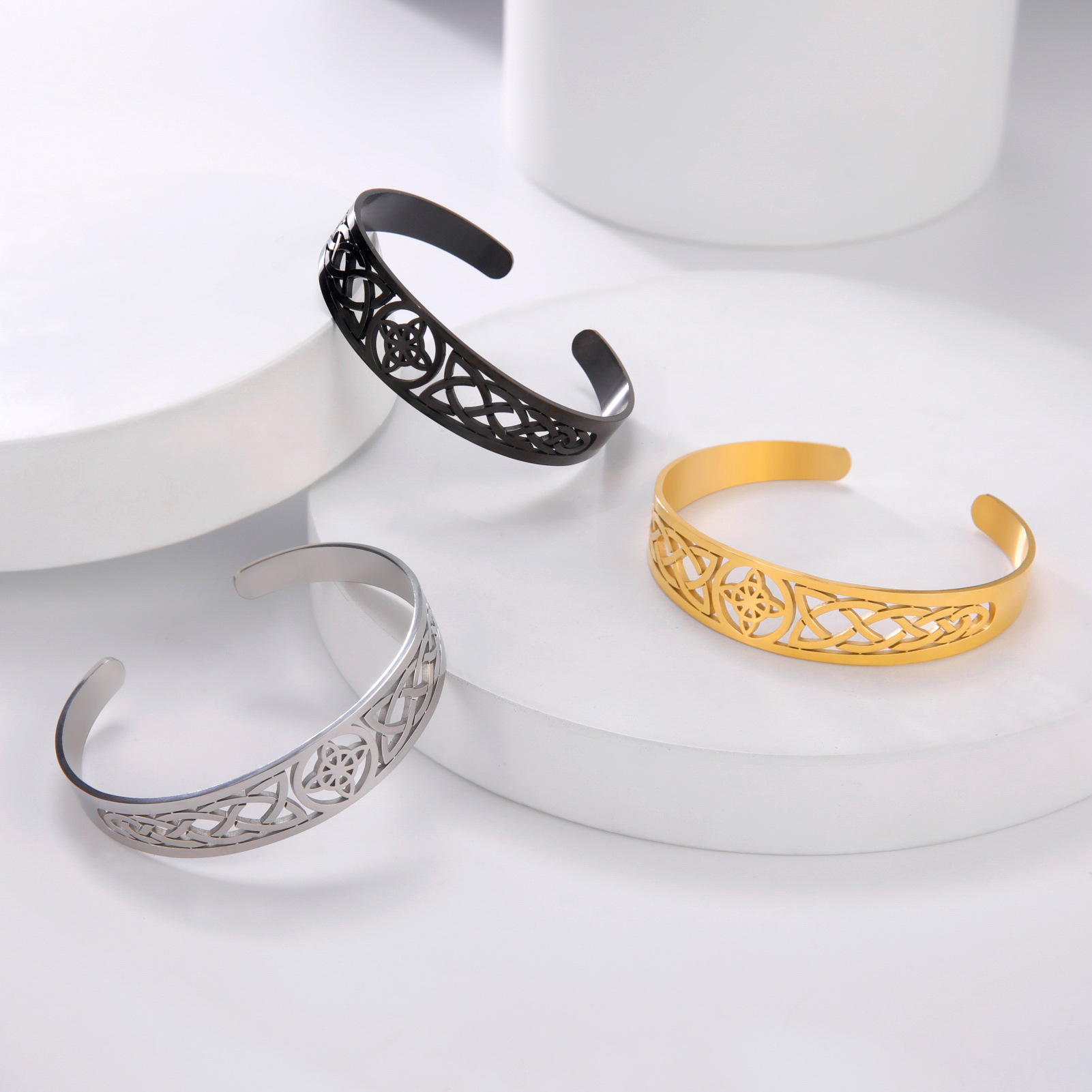 Plating Design Hip-Hop Retro Witches Knot Solid Color 304 Stainless Steel Plating Men's Bangle Men Cuff & Bangle