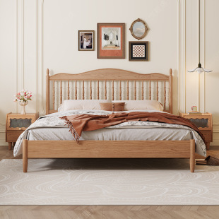 Medieval Style Ash Wood Solid Wood Bed. m Double Bed Master Bedroom Home Nordic. m Light Luxury Wedding Bed
