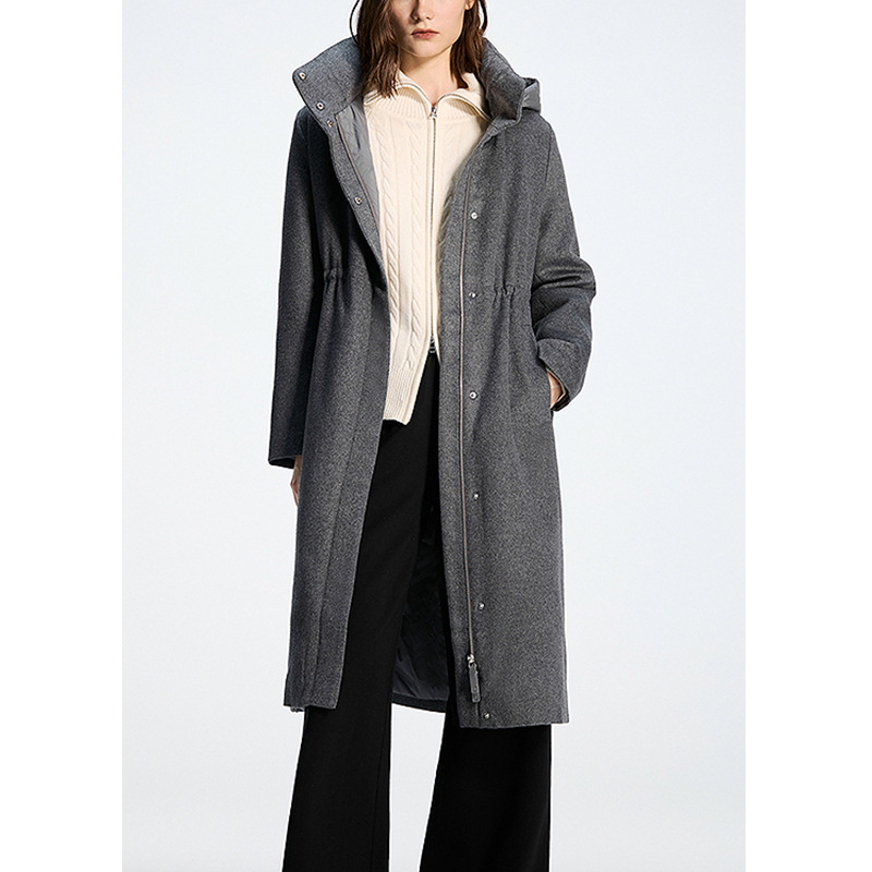 [Lr Order] 2025 Autumn and Winter New Silk Camel Velvet High Collar Mid-Length down Jacket Women's 85 Goose down Fashion Jacket