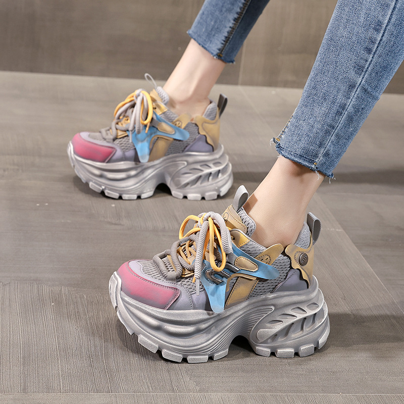 Giày sneaker nữ đế dày chunky lưới thoáng khí tăng chiều cao — màu sắc