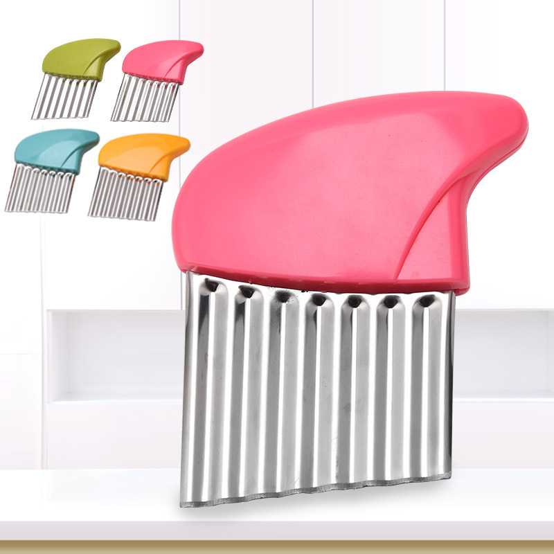 Inventario creativo de acero inoxidable mango de patatas cortadas manuales domésticas onduladoras aparatos de cocina