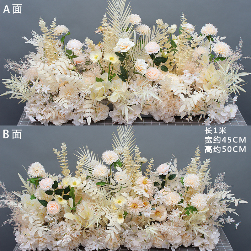 包邮婚庆大款地排花仿真绢花成品装饰尤加利花排台路引婚礼花艺|undefined