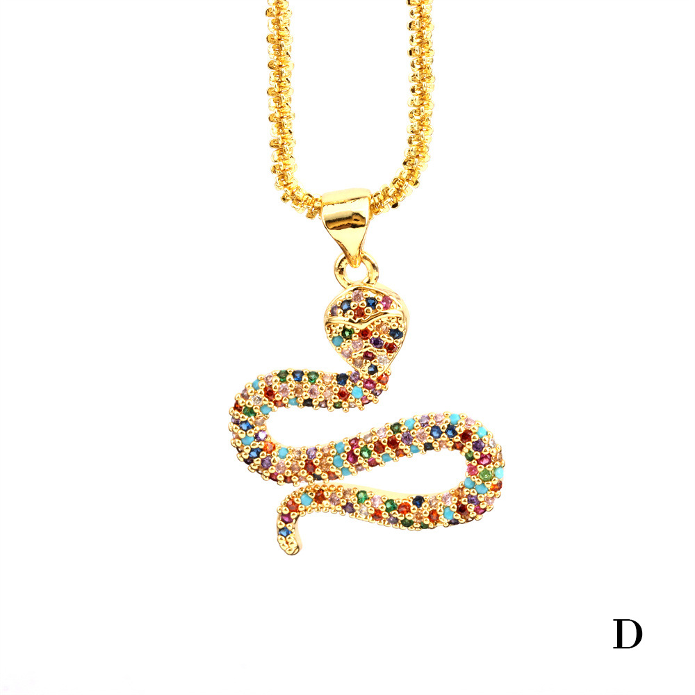 Fashion Snake Copper Inlay Zircon Pendant Necklace 1 Piece