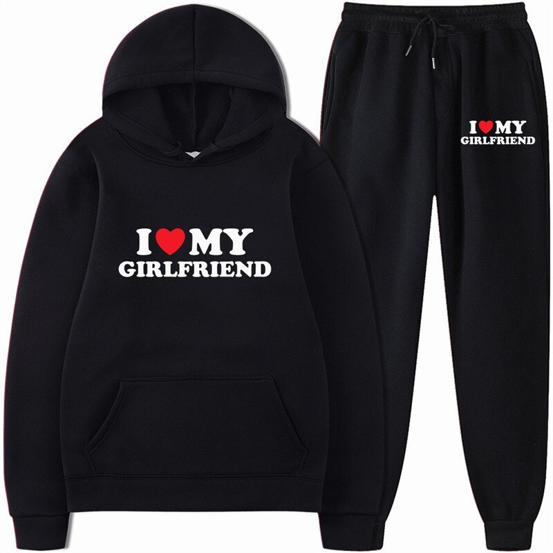Cross-Border Amazon I Love My Girlfriend Sweatshirt Casual Loose-Fitting Set Cross-Border Amazon I Love My Girlfriend Sweatshirt Casual Loose-Fitting Set