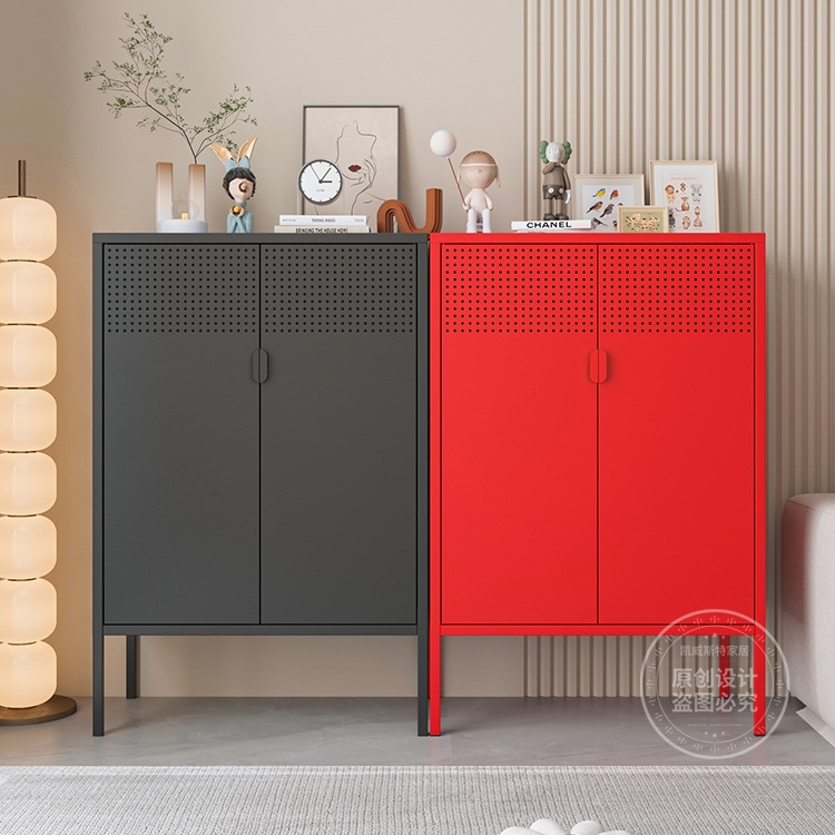 Nordic Light Luxury Wrought Iron Sideboard Tea Cabinet Living Room Bedroom Storage Cabinet Shoe Cabinet Balcony Storage Cabinet Sun Protection L&