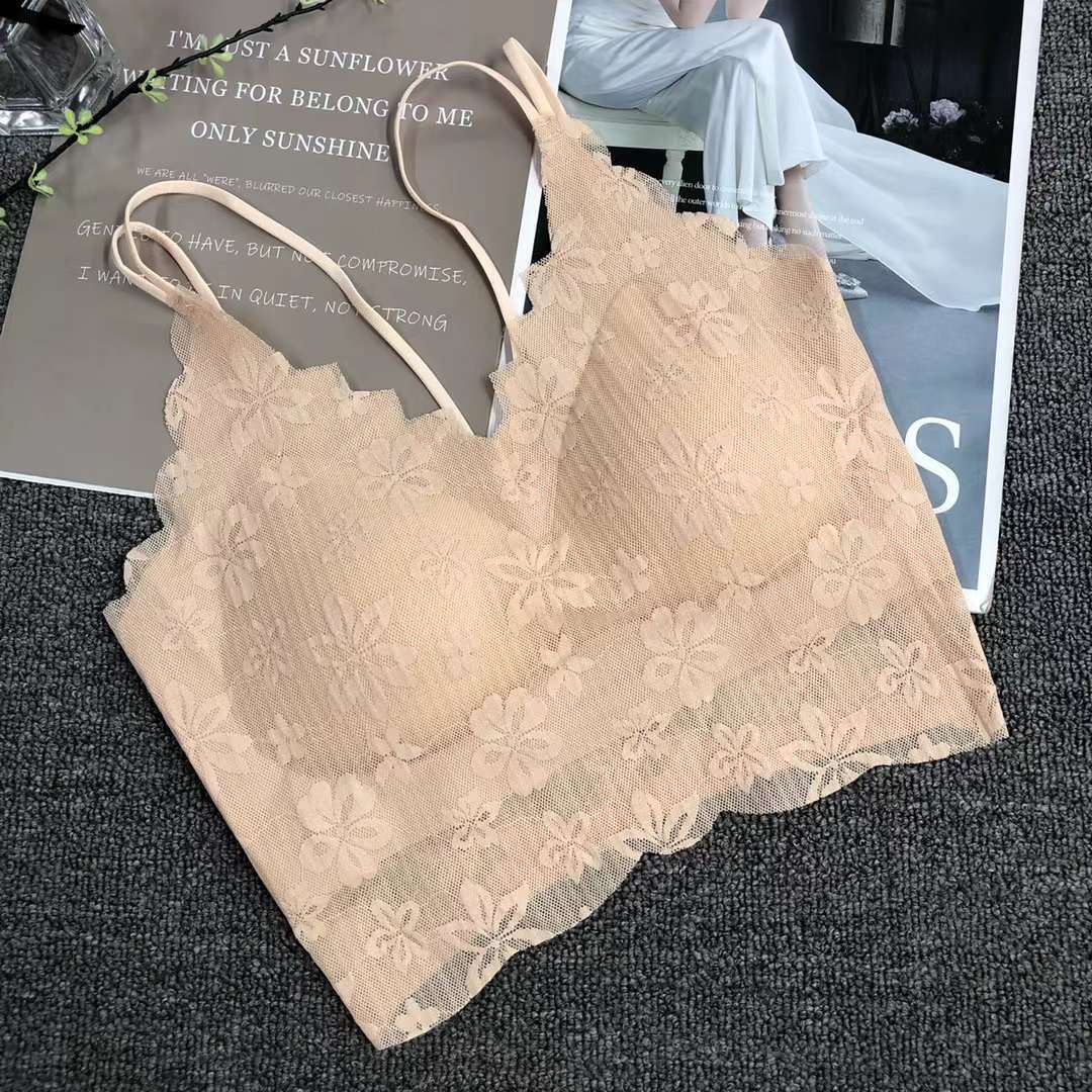 Nuevo encaje elástico de alta calidad belleza espalda chaleco las mujeres inalámbrico yoga sujetador ropa interior deportiva al por mayor