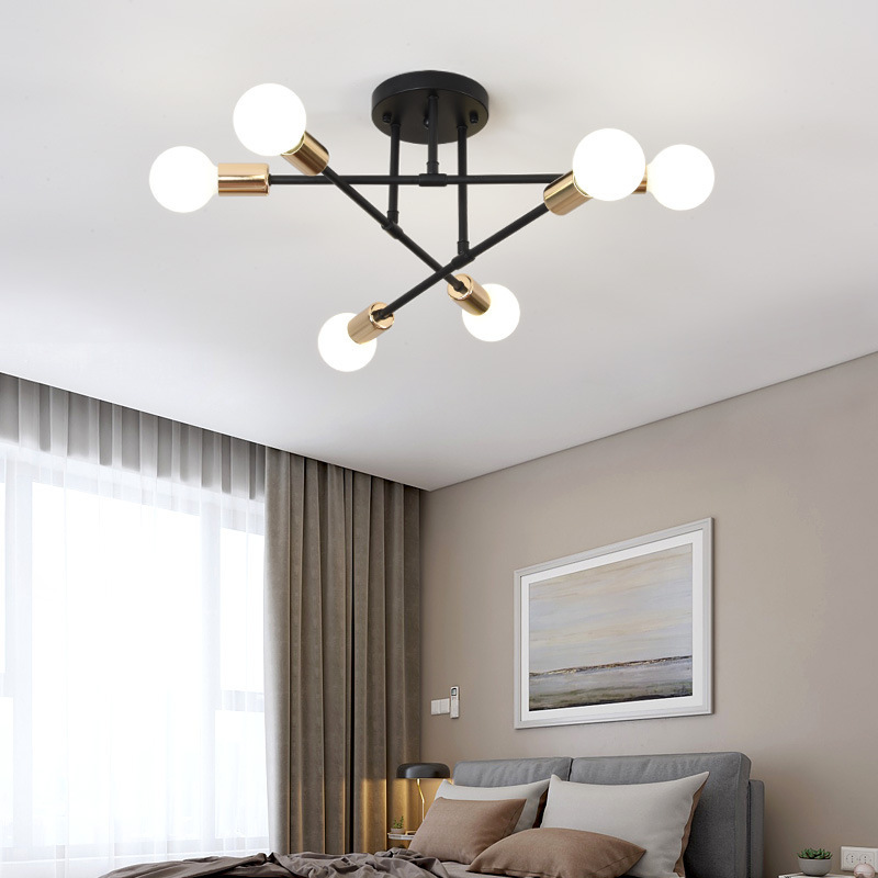 Aubo cross-border special iron ceiling lamp Nordic modern minimalist living room apartment bedroom light luxury gold ceiling lamp