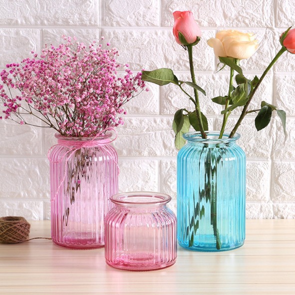 Simple modern European-style creative glass vase transparent aquatic flower arrangement rose Lily rich bamboo dining table decoration