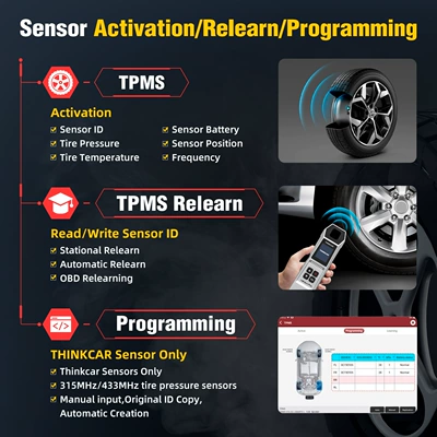 Avtomobil diaqnostika alətləri Tpms Car Tire Pressure