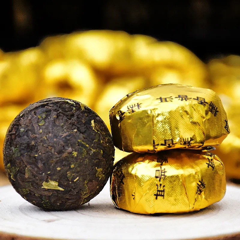 雲南勐海陳皮普洱小沱茶普洱茶5年陳皮迷你小金磚熟茶一斤批發裝