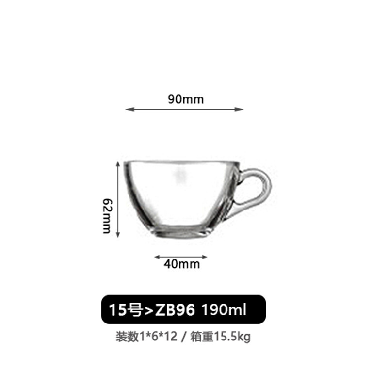 Glass Handle Cup Set Taza de menú transfronteriza Taza de desayuno Taza de café Set con mango transparente Taza de menú