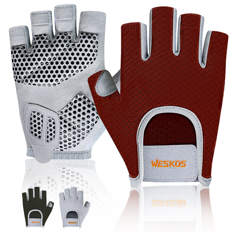 Guantes de fitness para levantamiento de pesas, guantes deportivos de medio dedo para hombres y mujeres, antideslizantes, resistentes al desgaste, entrenamiento con equipo, barra horizontal, protectores de muñeca para mancuernas, antiesguinces