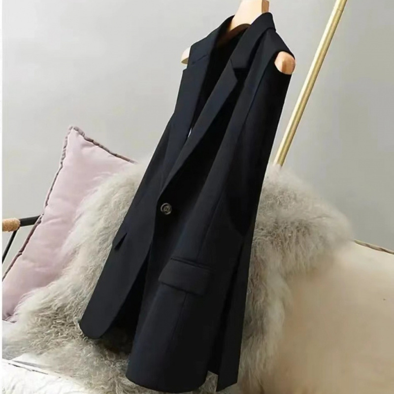 Chaleco de traje negro, chaqueta de mujer, estilo de mujer 2023, chaleco de mujer, nuevo chaleco de traje de primavera y otoño image 1
