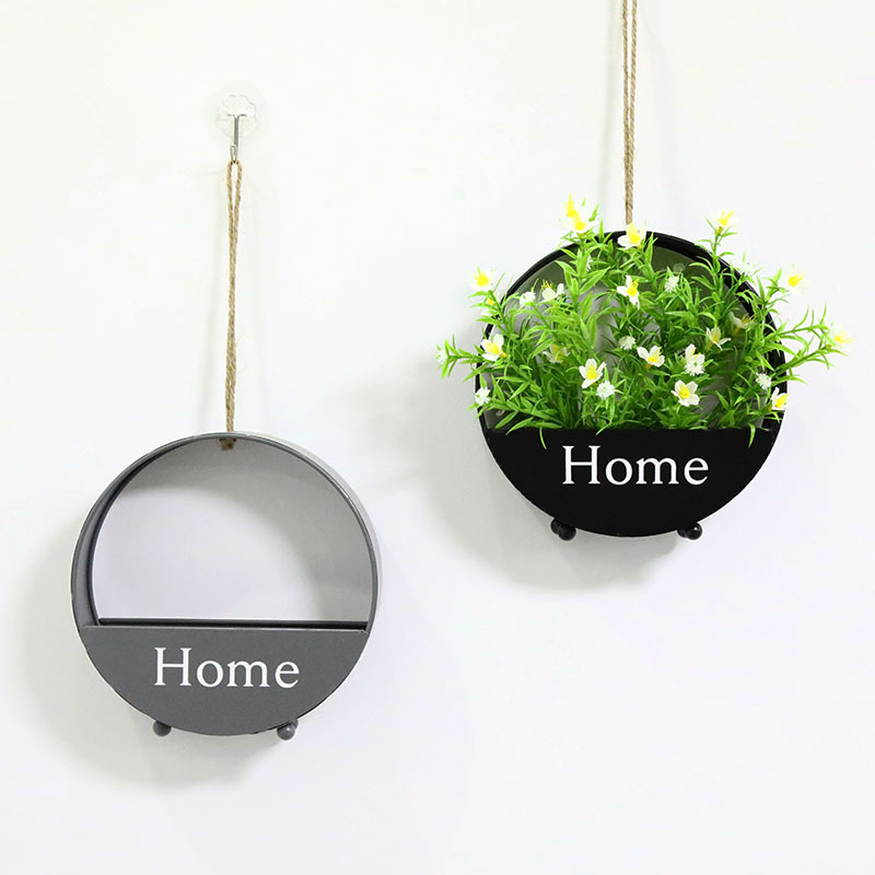 Nórdico de hierro forjado colgando la pared maceta de flores canasta de hierro grueso colgando la pared balcón interior nuevo colgando la pared de escritorio transfronterizo