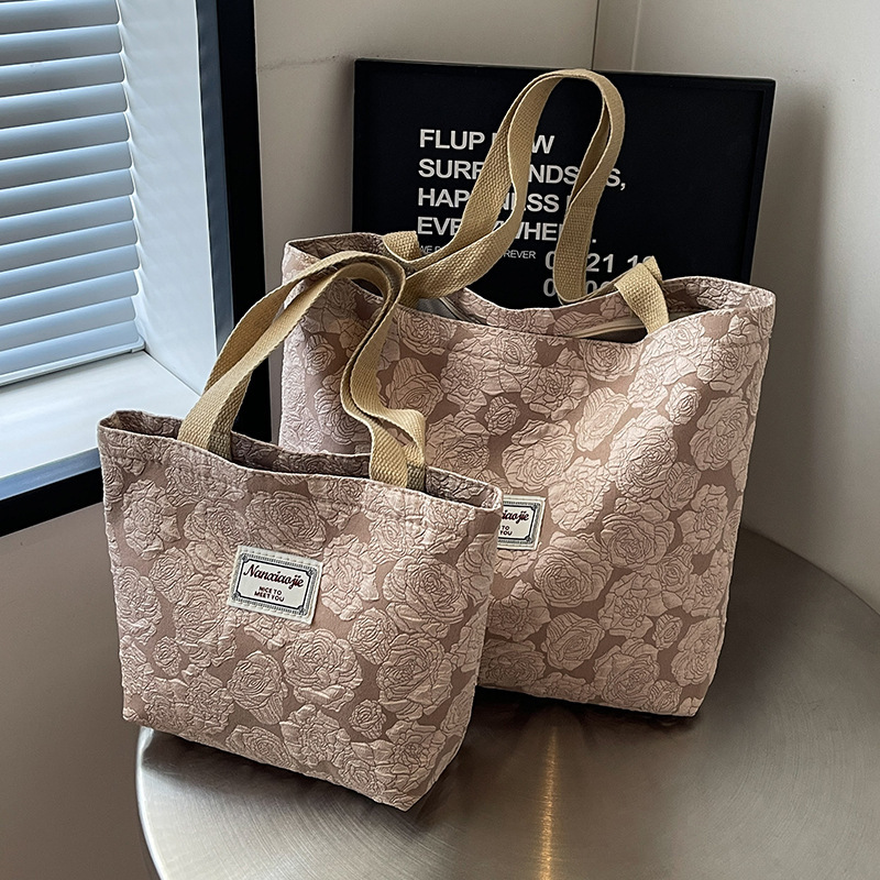 South Korea ins niche canvas bag 2024 new fashion commuter tote bag female college students class shoulder bag