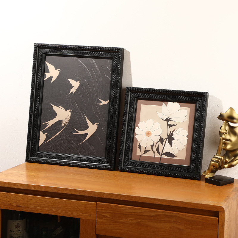 Retro Mid-Century Style Picture Frame Oil Painting Frame Outer Frame Empty Frame Framed Photo Wall Hanging DIY Blind Box Hand-Made Photo Frame Table