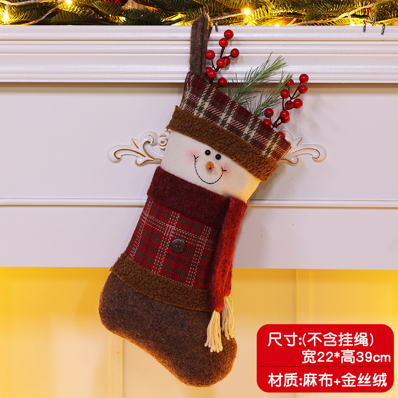 クリスマスデコレーション クリスマスツリーペンダント 大きなクリスマスソックス サンタクロース 雪だるま キャンディギフトバッグ|undefined