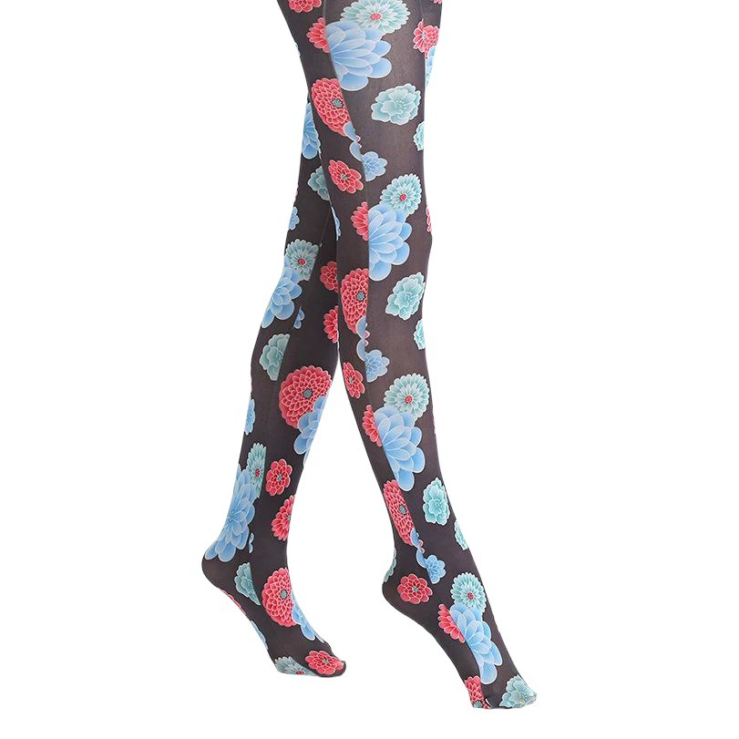 Весенне-летние тонкие колготки с принтом, универсальные чулки с цветочным принтом и бабочками, женские носки, разноцветные оптом