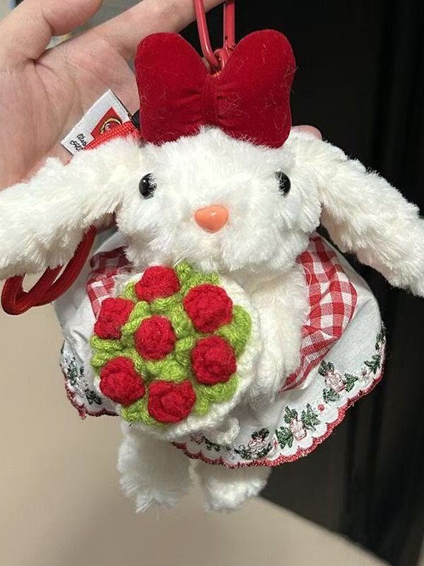 かわいい垂れ耳ウサギ人形ボニーウサギバッグペンダントキーホルダーぬいぐるみペンダントバレンタインデーギフト|undefined