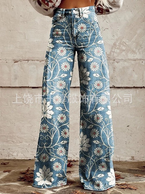 スポット卸売人気独立系サイト Xiyin AliExpress ヨーロッパとアメリカの貿易大きいサイズの女性のカジュアルパンツ薄い模造ジーンズ|undefined