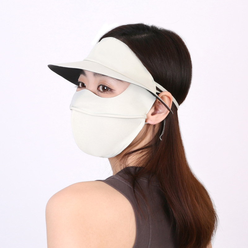 Nueva máscara solar de explosión, cara de vinilo, brida de sombrero, máscara solar de hielo tridimensional UV