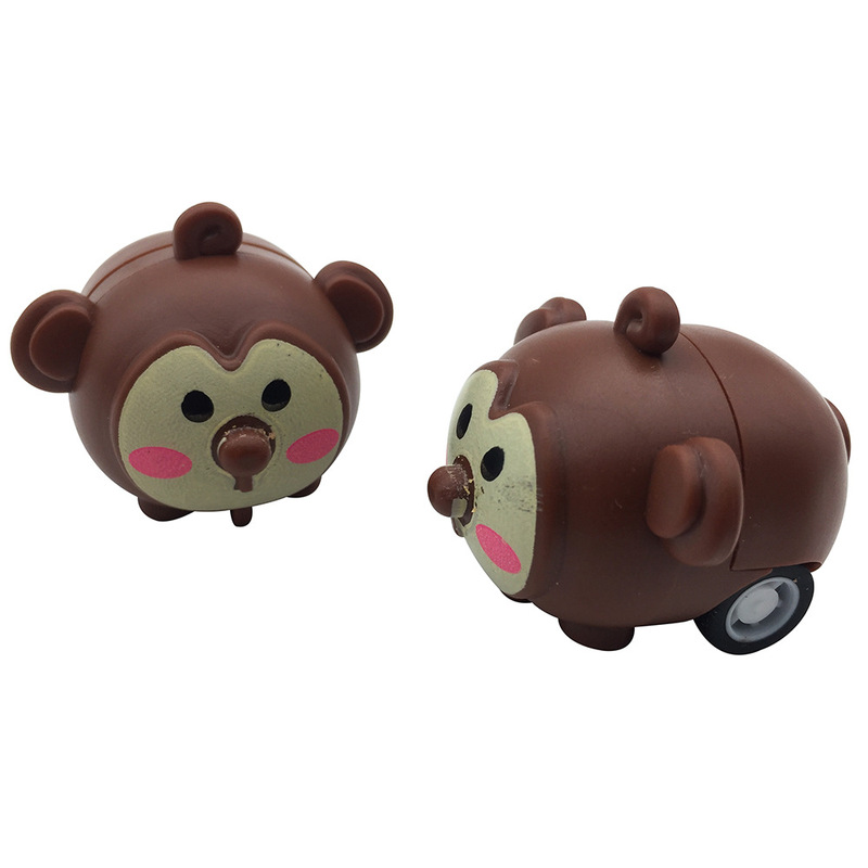 Detachable and Assembleable Children's Plastic Pull-Back Toy Car, Mini Mischievous Little Monkey Cartoon Animal Car, Customizable