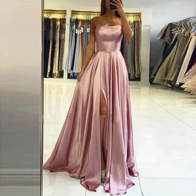 Comercio exterior europeo y americano Amazon AliExpress deseo vestido de noche de las mujeres sexy Correa split simple vestido largo