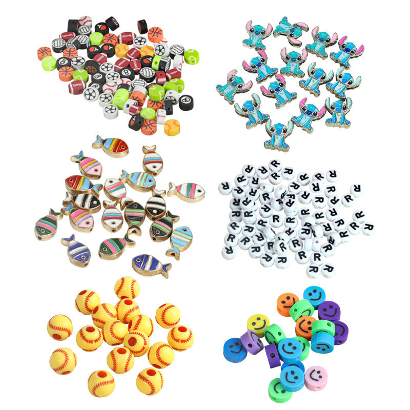 New Mixed Acrylic English Letter Beads DIY Smiley Beads Loose Bead Bracelet Pendant Jewelry Beaded Accessories