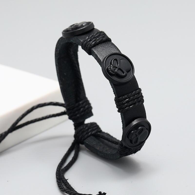 personality fashion black skull bracelet wholesale jewelry