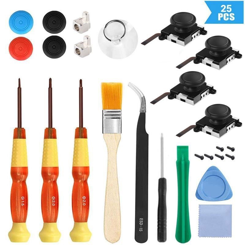 Nintendo interruptor multi-pieza destornillador mango herramienta de reparación 3D Rocker alegría-con accesorios de reparación de acogida