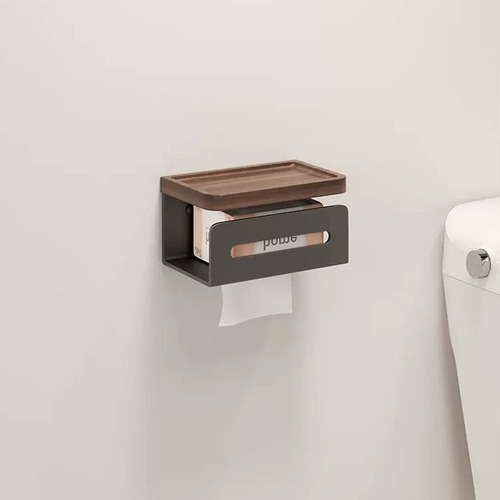 Solid wood tissue box bathroom punch-free paper box toilet toilet paper holder toilet paper storage rack paper towel