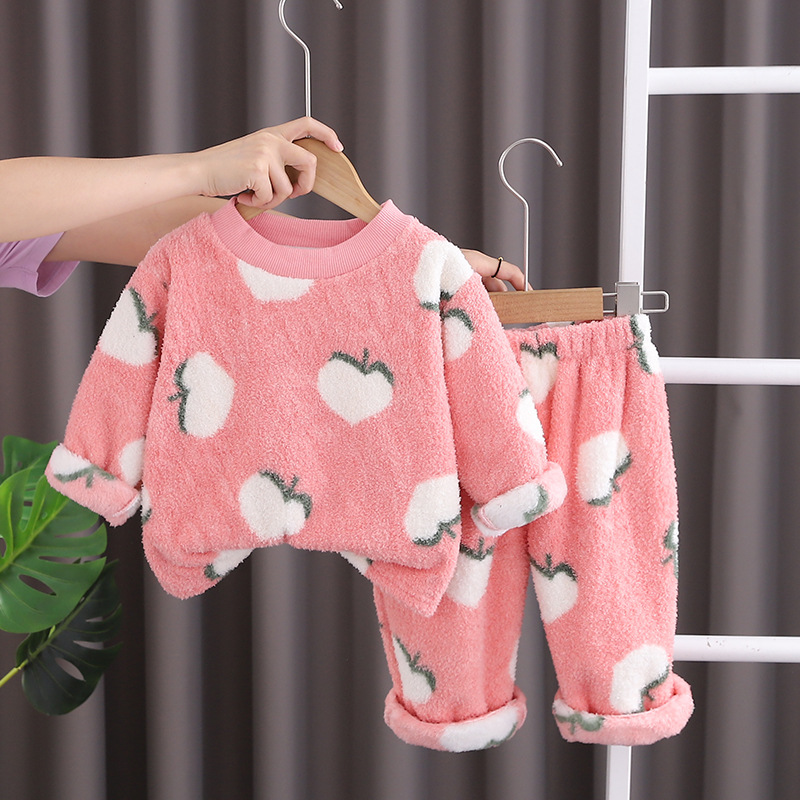 Conjunto de pijama de franela de otoño e invierno para niñas