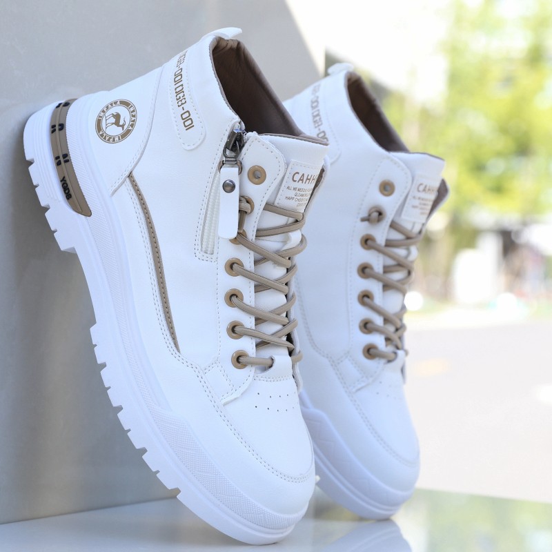 High-Top Men's Shoes Spring 2025 New Height-Increasing Fashion Trendy Shoes Non-Slip Wear-Resistant Work Casual Shoes Outdoor Martin Boots