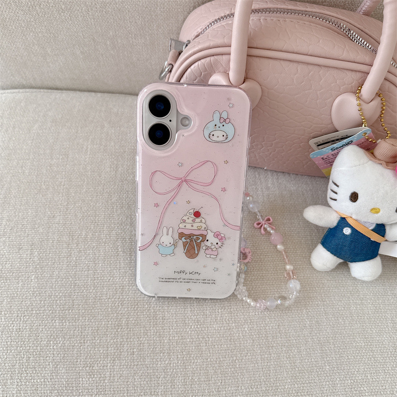 Girl ins brillo helado kt para iPhone16ProMax/15 funda para teléfono móvil Apple 13 cadena 14 nuevo