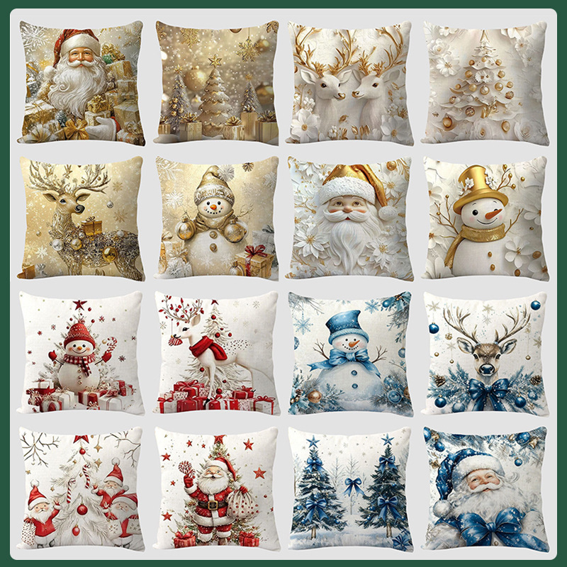 Christmas Holiday Warm Atmosphere Multi-Color Multi-Style Home Bedroom Sofa Cushion Cover Office Rest Cushion Cover