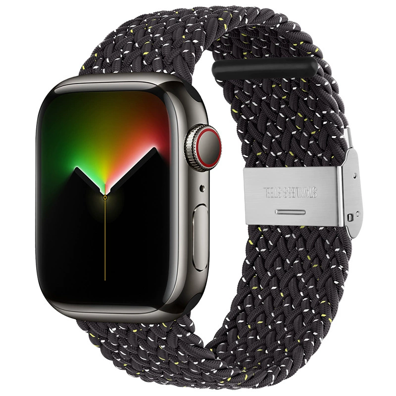 Совместимо с Apple Watch 5-6-7-8-9-10 поколения Snap-on нейлоновый плетёный ремешок iWatch S10 регулируемый браслет