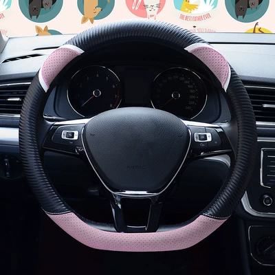 New Cartoon Car Steering Wheel: Steering wheel cover - d-type-black-light-powder-38cm