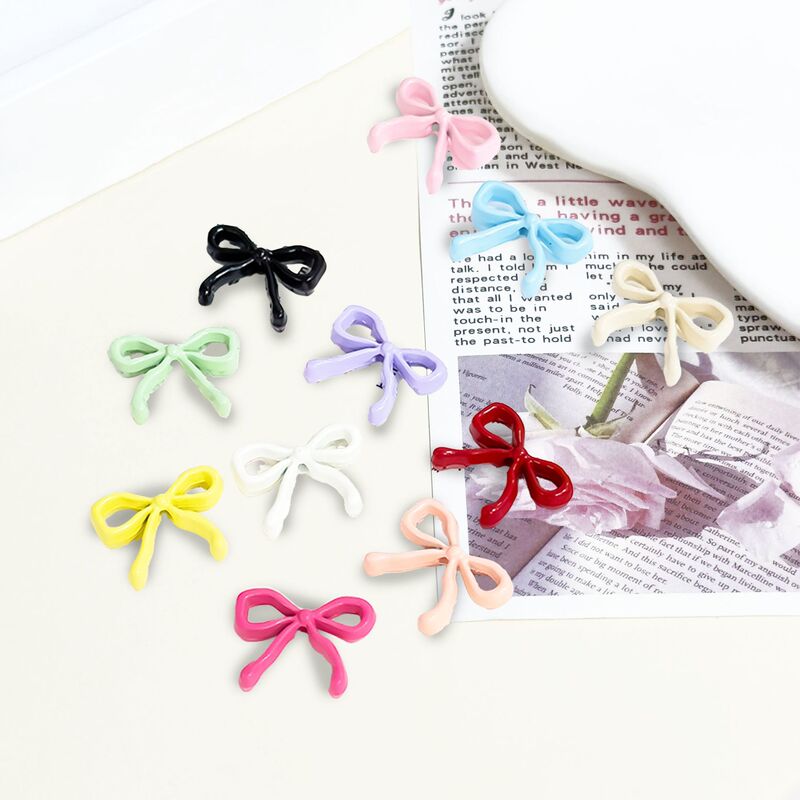Wholesale Painted Alloy Jewelry Accessories Colorful Through-Hole Bow Beads DIY Phone Chain Keychain