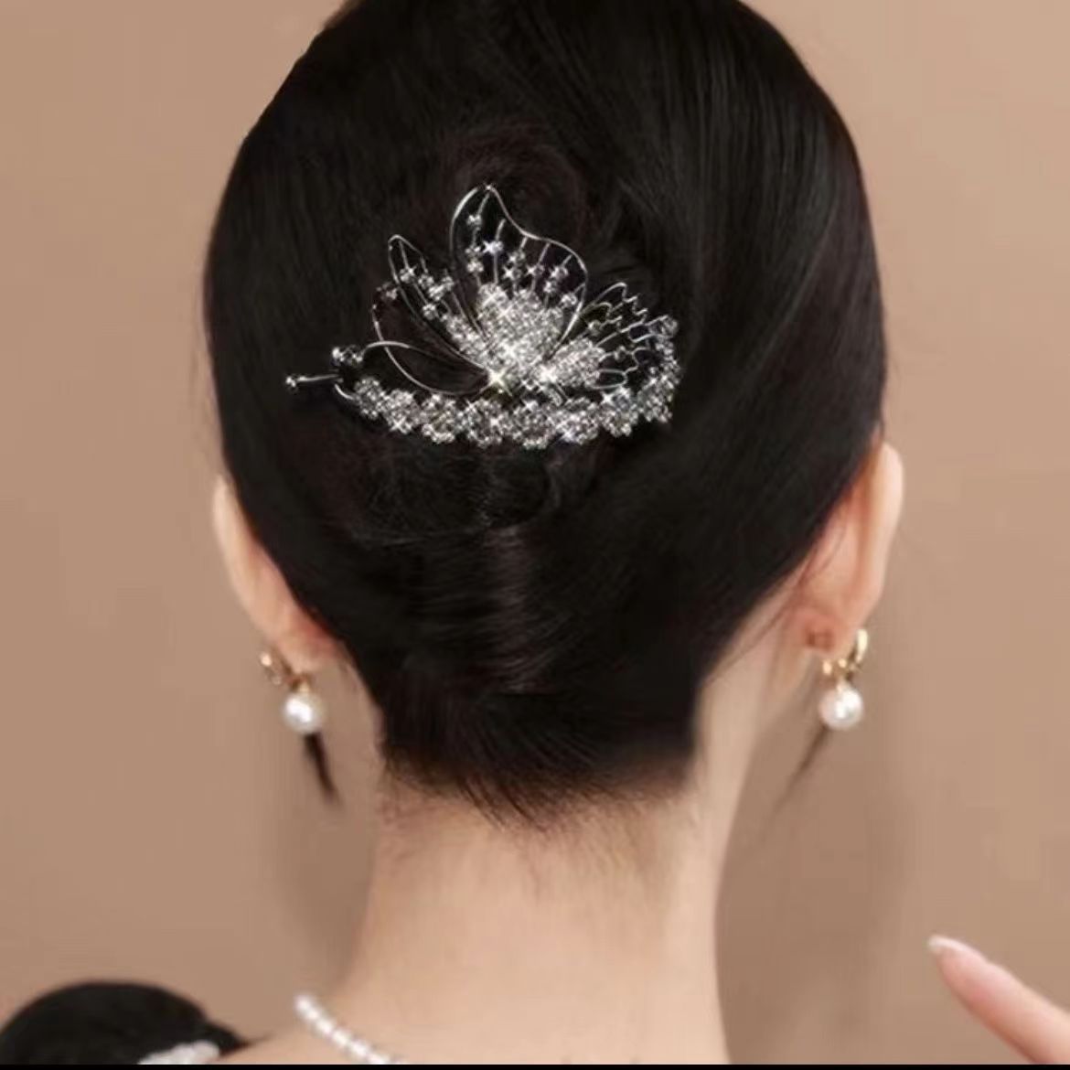 Femmes Dame Fleur Alliage Placage Incruster Zircon Pince À Cheveux display picture 5