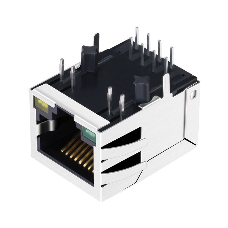Ethernet 100Mbps downward-opening single-port network interface RJ45 100Mbps with indicator light and spring HY941105C Ethernet 100Mbps downward-opening single-port network interface RJ45 100Mbps with indicator light and spring HY941105C