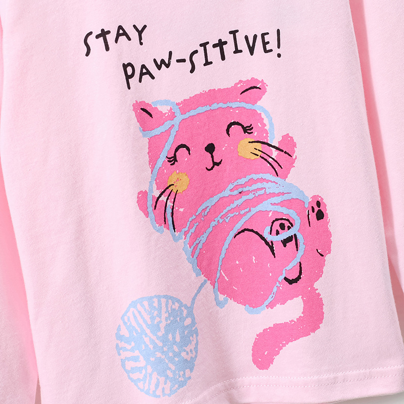 JOJOBEBE Europa y América ropa para niños otoño nueva camiseta de los niños de algodón de manga larga de dibujos animados gatitos